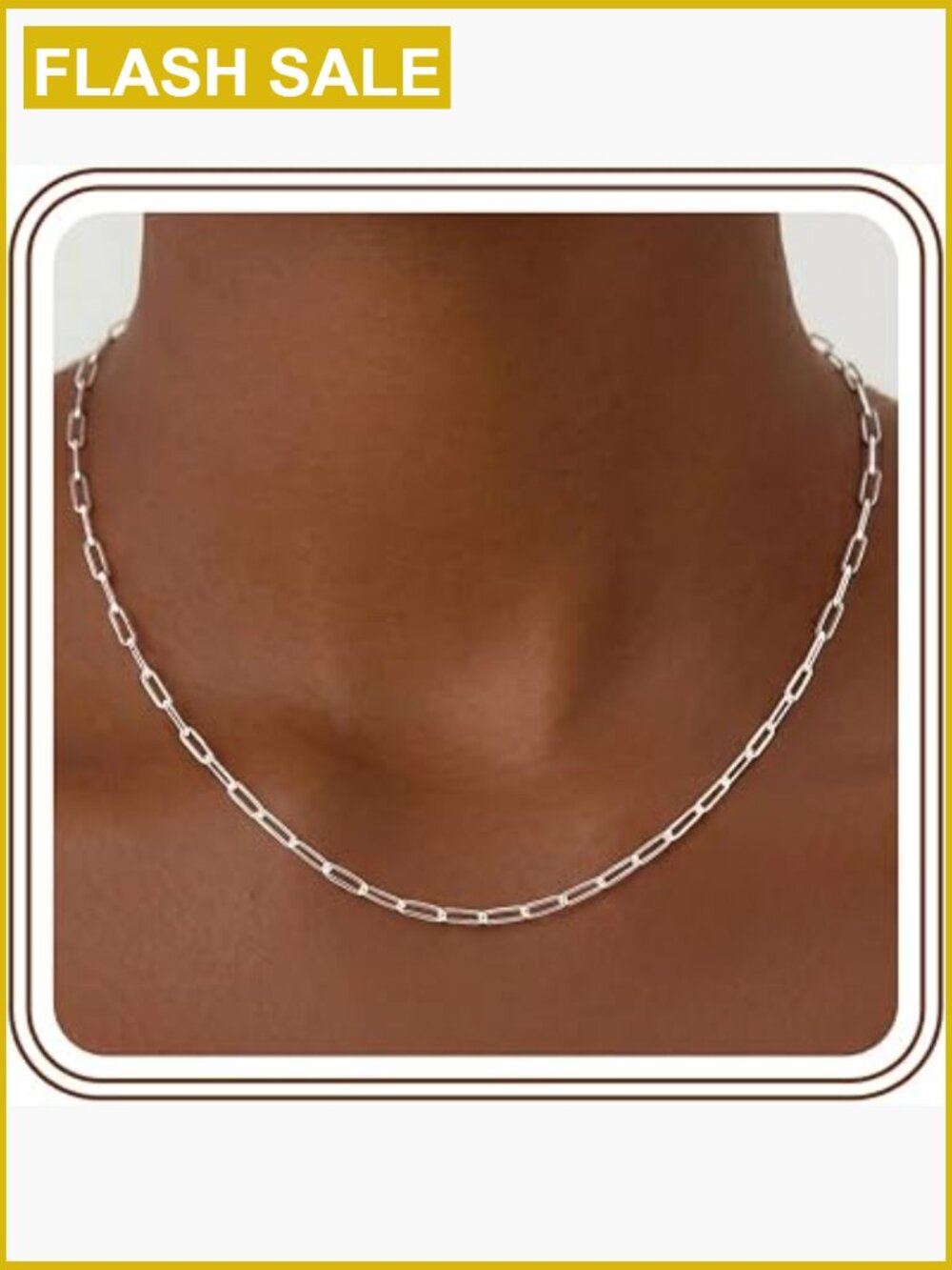 S925 Sterling Silver Paperclip Chain Necklace for Women 16-24 Inch Classic Link